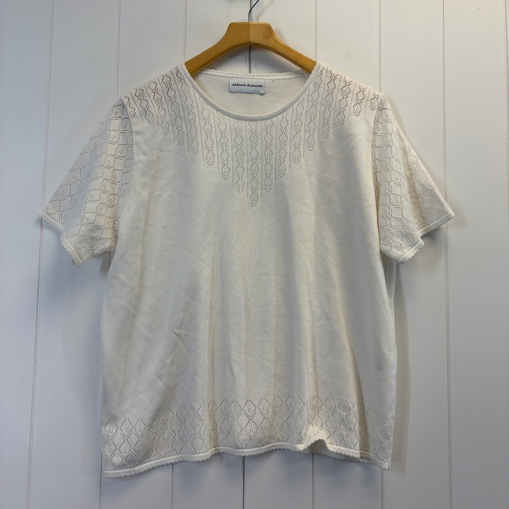Vintage Alfred Dunner Cottage Pointelle Sweater Women Size XL Grannycore Cozy